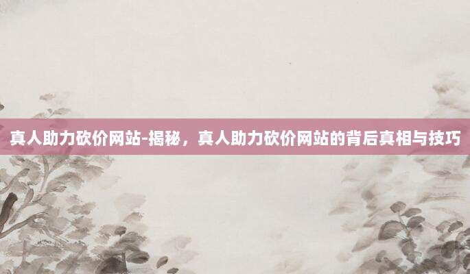 真人助力砍价网站-揭秘,真人助力砍价网站的背后真相与技巧