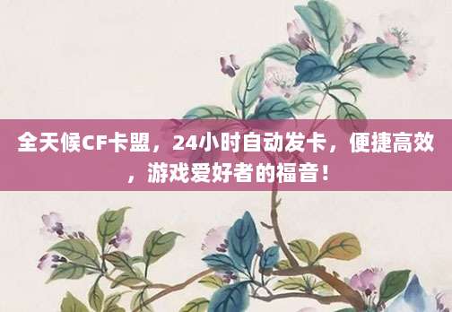 全天候CF卡盟,24小时自动发卡,便捷高效,游戏爱好者的福音!