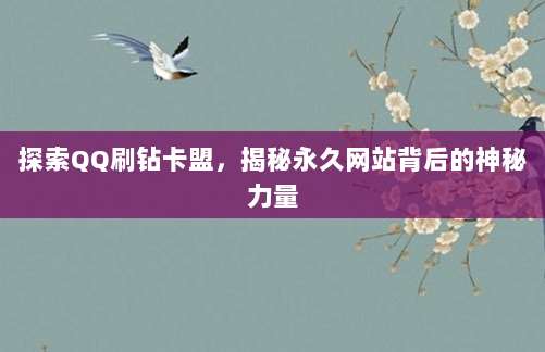 探索QQ刷钻卡盟,揭秘永久网站背后的神秘力量