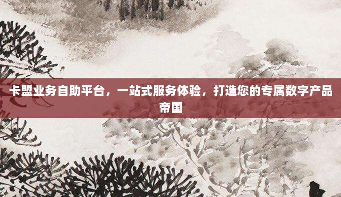 卡盟业务自助平台,一站式服务体验,打造您的专属数字产品帝国