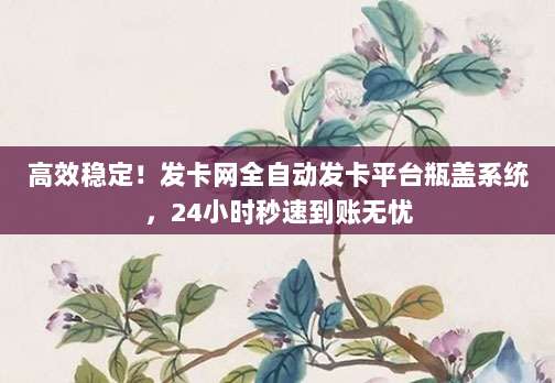 高效稳定!发卡网全自动发卡平台瓶盖系统,24小时秒速到账无忧