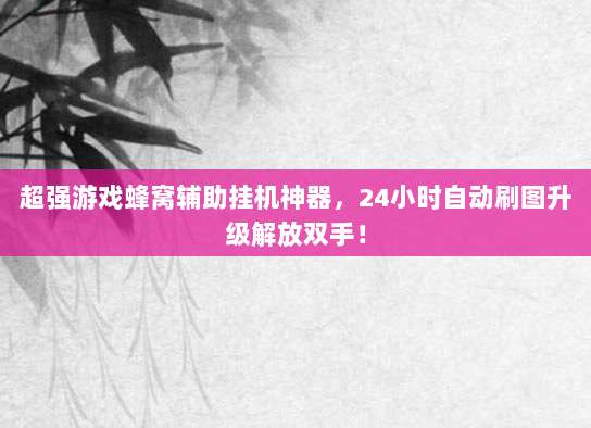 超强游戏蜂窝辅助挂机神器,24小时自动刷图升级解放双手!