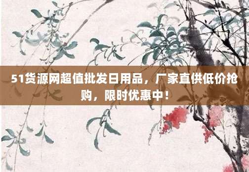 51货源网超值批发日用品，厂家直供低价抢购，限时优惠中！