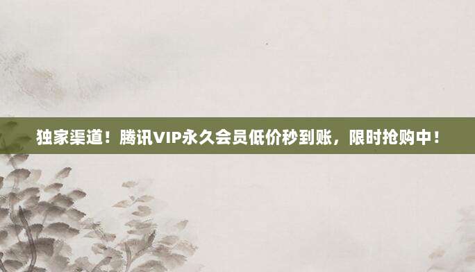 独家渠道!腾讯VIP永久会员低价秒到账,限时抢购中!