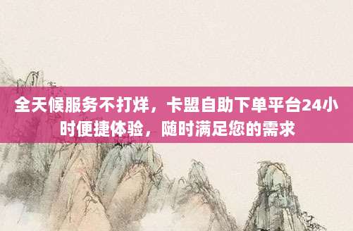 全天候服务不打烊,卡盟自助下单平台24小时便捷体验,随时满足您的需求