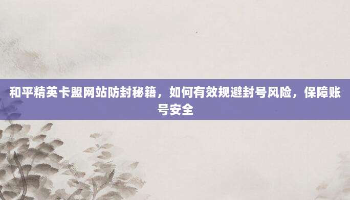 和平精英卡盟网站防封秘籍,如何有效规避封号风险,保障账号安全