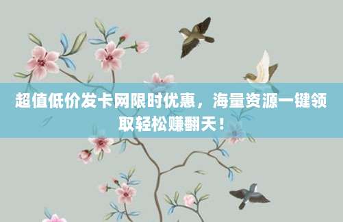 超值低价发卡网限时优惠，海量资源一键领取轻松赚翻天！