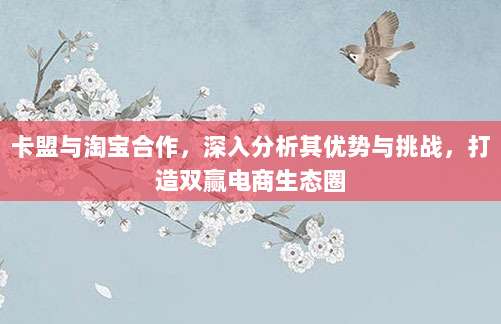 卡盟与淘宝合作,深入分析其优势与挑战,打造双赢电商生态圈