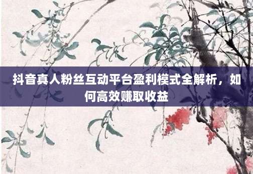 抖音真人粉丝互动平台盈利模式全解析,如何高效赚取收益