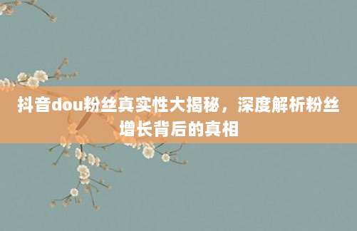 抖音dou粉丝真实性大揭秘,深度解析粉丝增长背后的真相
