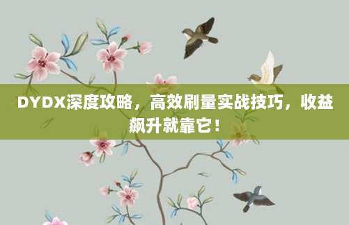 DYDX深度攻略,高效刷量实战技巧,收益飙升就靠它!