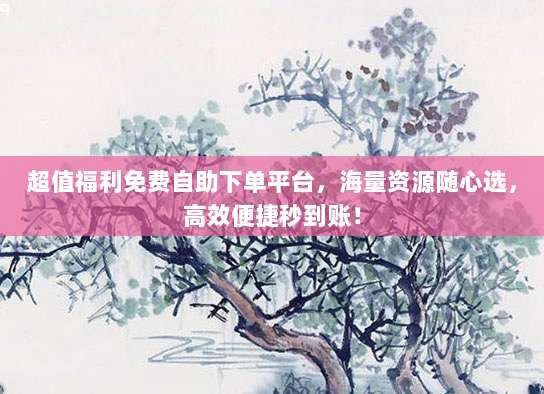 超值福利免费自助下单平台,海量资源随心选,高效便捷秒到账!