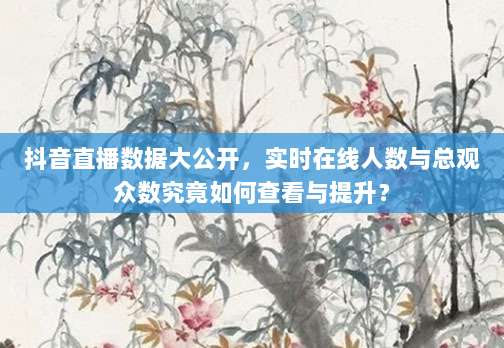 抖音直播数据大公开,实时在线人数与总观众数究竟如何查看与提升?