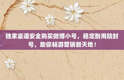 独家渠道安全购买微博小号,稳定耐用防封号,助你畅游营销新天地!