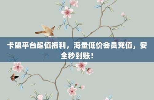 卡盟平台超值福利,海量低价会员充值,安全秒到账!