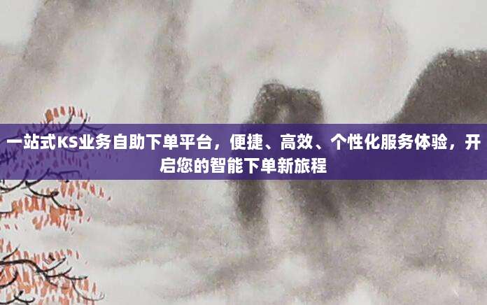 一站式KS业务自助下单平台,便捷、高效、个性化服务体验,开启您的智能下单新旅程