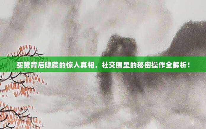 买赞背后隐藏的惊人真相,社交圈里的秘密操作全解析!