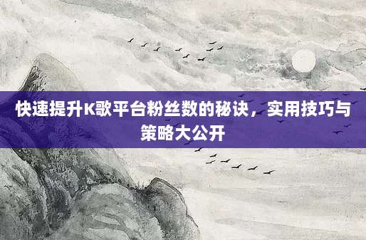 快速提升K歌平台粉丝数的秘诀,实用技巧与策略大公开