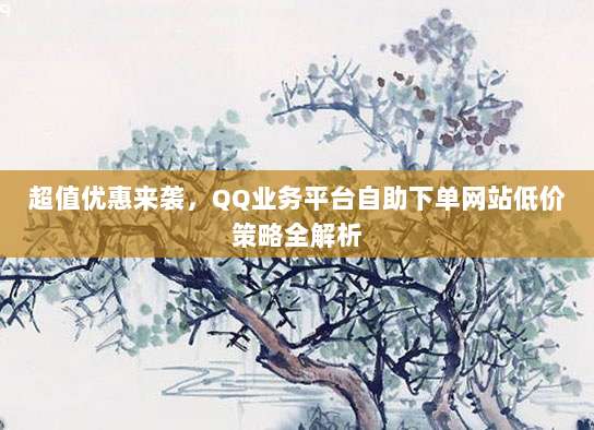 超值优惠来袭，QQ业务平台自助下单网站低价策略全解析