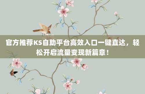 官方推荐KS自助平台高效入口一键直达,轻松开启流量变现新篇章!