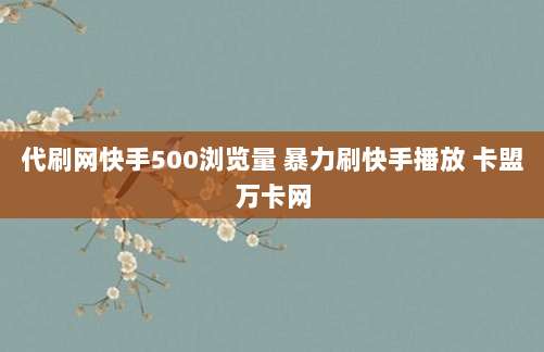 代刷网快手500浏览量 暴力刷快手播放 卡盟万卡网