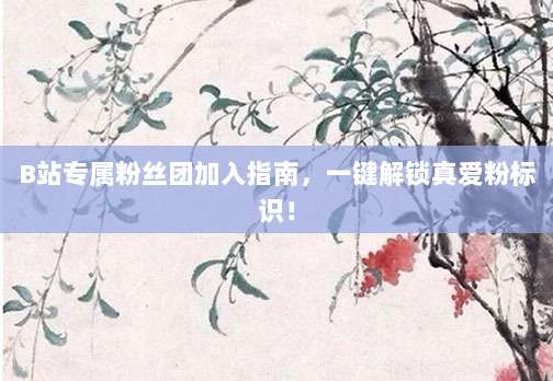B站专属粉丝团加入指南,一键解锁真爱粉标识!