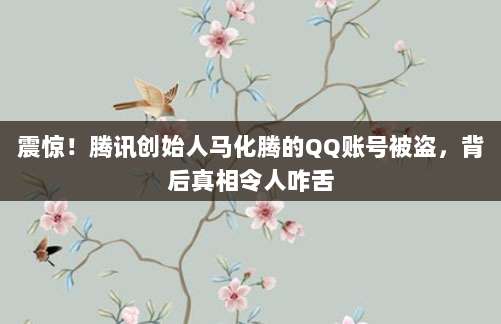 震惊!腾讯创始人马化腾的QQ账号被盗,背后真相令人咋舌