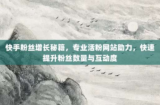 快手粉丝增长秘籍,专业活粉网站助力,快速提升粉丝数量与互动度