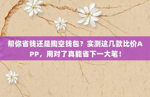 帮你省钱还是掏空钱包?实测这几款比价APP,用对了真能省下一大笔!