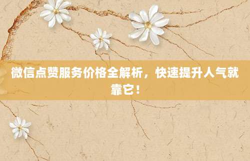 微信点赞服务价格全解析,快速提升人气就靠它!