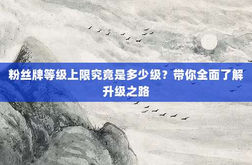 粉丝牌等级上限究竟是多少级？带你全面了解升级之路