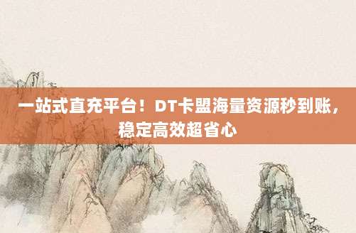 一站式直充平台!DT卡盟海量资源秒到账,稳定高效超省心